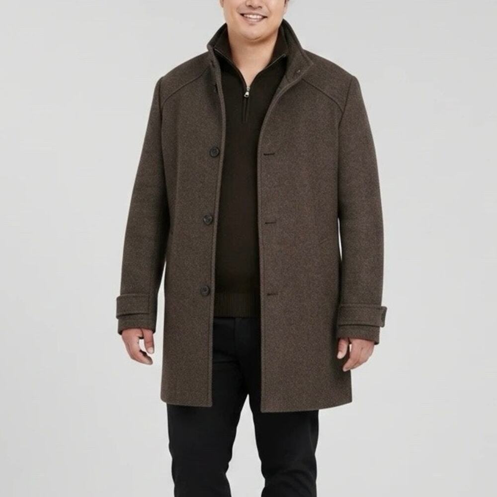 Kenneth Cole New York Men’s Size XL Gray Wool-Blend Coach Winter Coat